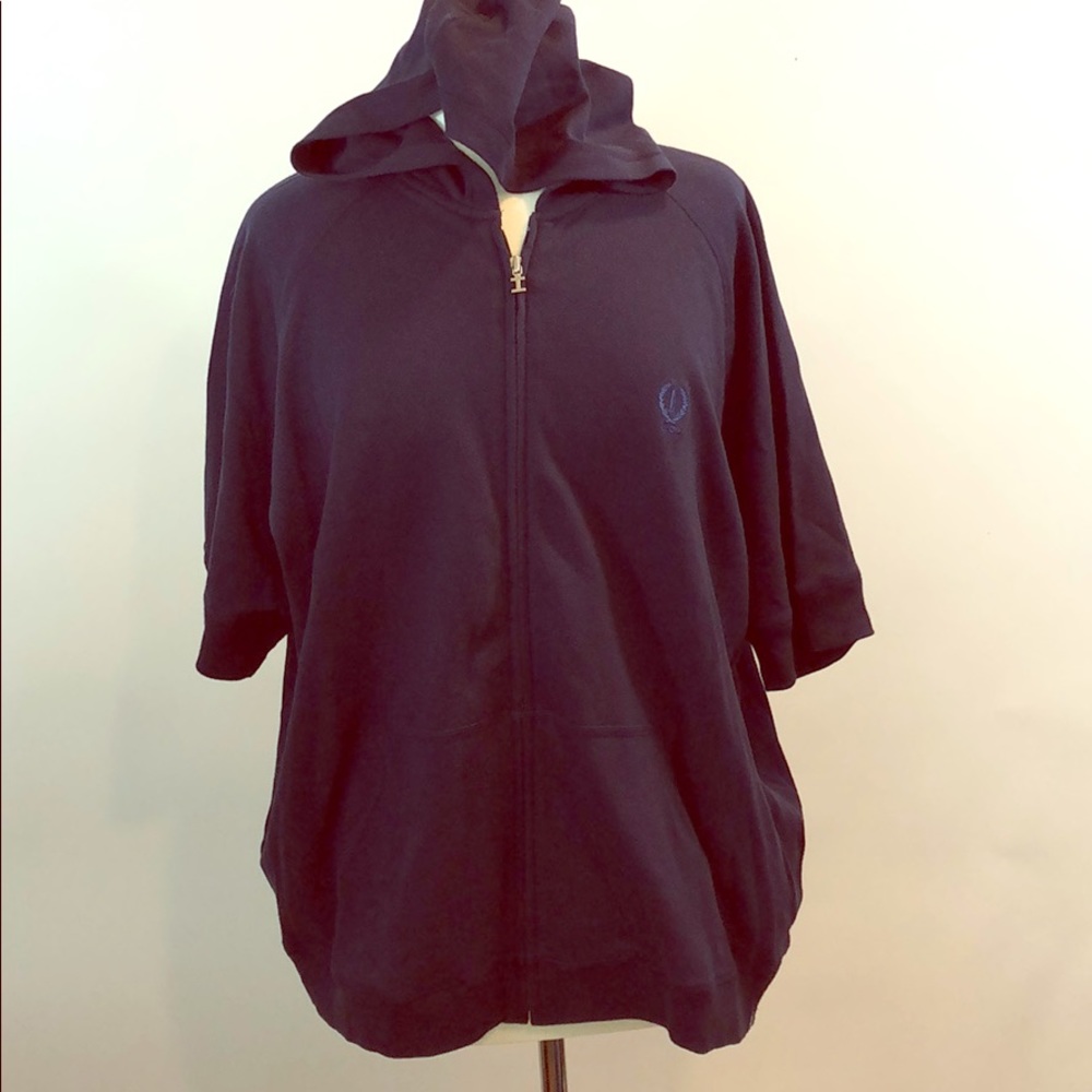 IZOD Woman Navy Blue Zip Up Sweatshirt Top 3X 3XL